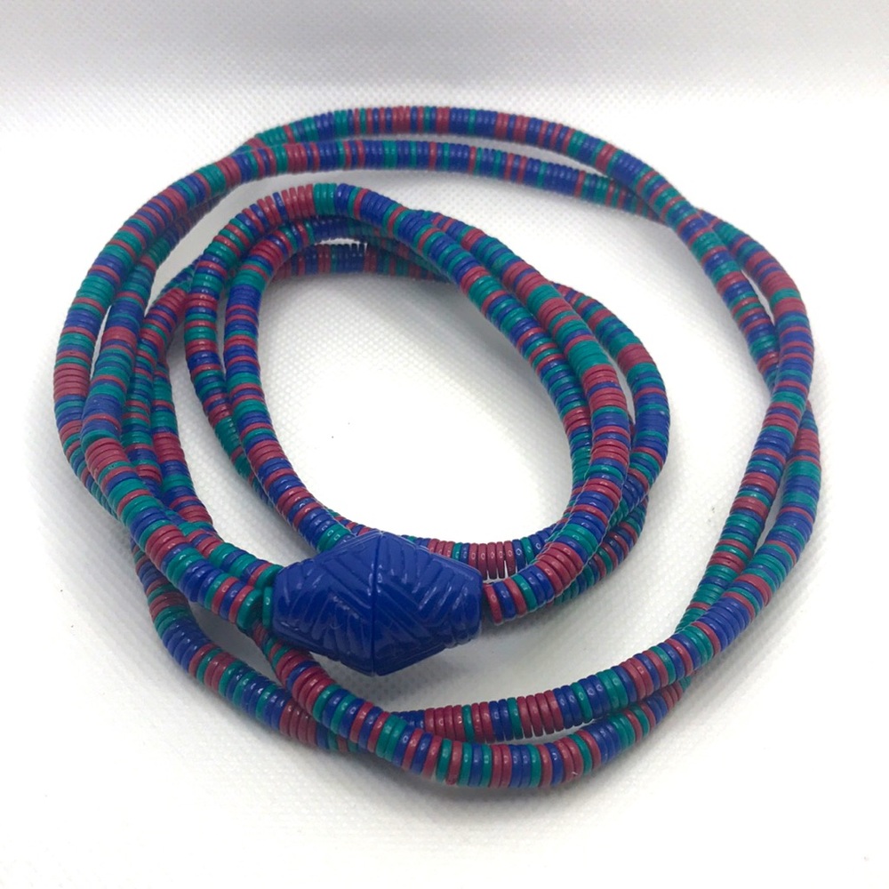 Vintage Multicolored Avon 1988 Vinyl Bead Double Strand Necklace